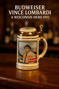 De colección Budweiser Vince Lombardi Stein 1993 Un héroe de Wisconsin #1587 cerveza coleccionable - Imagen 1 de 9