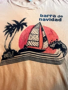Vintage 70s Barra de Navidad Baja California Surf Beach Sun Graphic Shirt Small - Bild 1 von 8