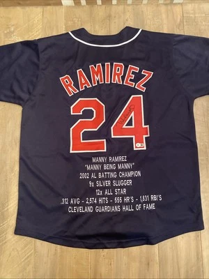 Manny Ramirez Signed Custom Stat Jersey XL. Cleveland/Boston Legend. Beckett COA - Image 1 of 4