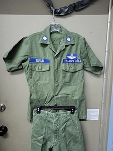 Lt. Col USAF Vietnam Era OD Green Cotton Uniform Shirt sz14 1/2x33 + Pants sz? - Picture 1 of 13
