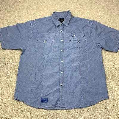 Camisa con botones Koman MCMLXXIV para hombre talla grande 3X azul manga corta guinga Foto 1 de 4
