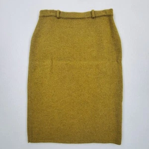 Adrienne Vittadini Womens Lambswool Angora Blend Mustard Gold Sweater Skirt Sz L - Picture 1 of 8
