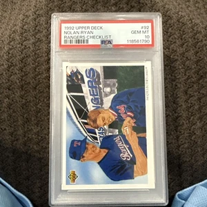 1992 UPPER DECK NOLAN RYAN #92 RANGERS CHECKLIST HOF PSA 10 - GEM MINT - LOW POP - Bild 1 von 3