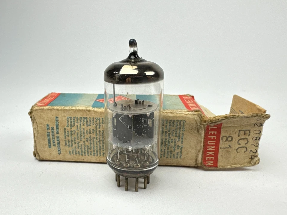 Telefunken ECC81 Röhre NOS OVP 12AT7 Vorstufenröhre Röhrenverstärker Triode neu - Bild 1 von 3