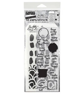 Stampers Anonymous Tim Holtz Stempel + Schablone Notiz Zitat THMM184 - Bild 1 von 4