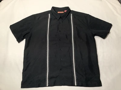 Camisa Havanera Para Hombre 2XL Negra Bordada Panel Botón Frontal Guayabera Cubana Foto 1 de 4