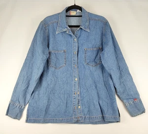 Levis Vintage Women Denim Western Shirt Size L Blue Snap Button Casual - Foto 1 di 10