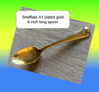 🩷 ВИНТАЖНАЯ позолоченная кофейная чайная ложка чайная ложка столовые приборы Sheffield England A1 - Изображение 1 из 4