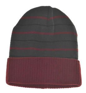 Broner Men's Striped Cuffed Beanie Gray Burgundy - Picture 1 of 1