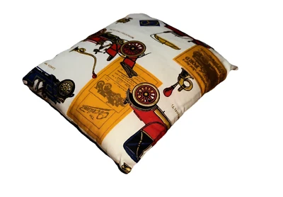 Vintage Small Decorative Throw Pillow Classic Cars Print Couch Mercedes Ford - Image 1 of 4