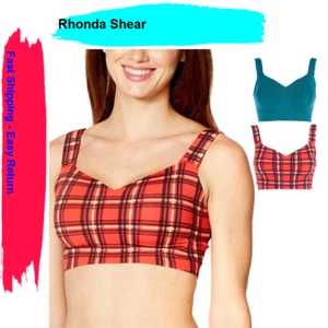 Rhonda Shear 2-pack Infinity Edge Body Bra Holly Plaid/Green 780-213, Size M - Picture 1 of 5