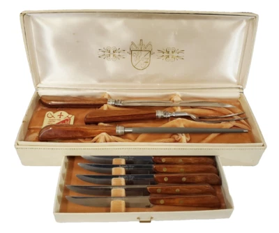 老式 Washington Forge 不锈钢 9 件套雕刻和牛排刀套装 — 第 1/4 张图片