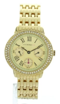 ISSAC MIZRAHI ¡En vivo! Reloj de cuarzo 38 mm día/fecha de acero inoxidable dorado para dama Foto 1 de 4