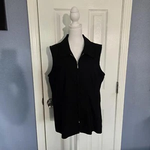 Vintage Tower Hill Collection Size 12 Sleeveless V-Neck Zippered Vest Blouse - Picture 1 of 9