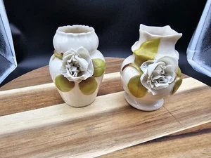 Pair Of French Barbotine Majolica Vases - Picture 1 of 8
