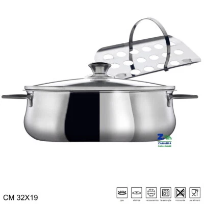 CASSERUOLA OVALE SUPERCHEF SET 3 PZ CON GRIGLIA INOX PER ARROSTI PESCE ZAMPONE - Immagine 1 di 3