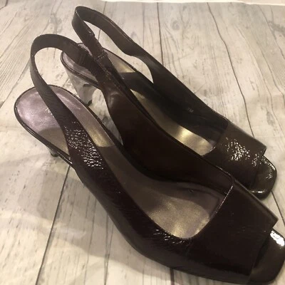 Nine West Maude Slingback Square Open Toe Kitten Heel Pumps 7M Burgundy Red - Image 1 of 4
