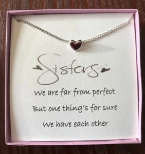 Love Heart Silver/Gold Pendant Necklace With Inspirational Poem For Sister - Picture 1 of 4