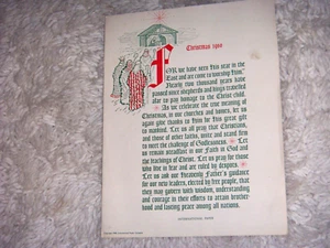 Vintage 1960 International Paper Christmas Carols 8.5" x 11 Folded Booklet - Picture 1 of 6