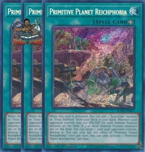 Yugioh! 3x Planeta Primitivo Reichphobia RA02-EN067 Secreto Raro 1ª Edición Casi Nuevo - Imagen 1 de 1