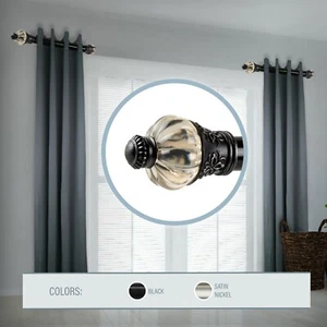 Majestic 1.5" Side Curtain Rod Adjustable Drapery Rod 12-20" (Set of 2, 2 color) - Picture 1 of 6