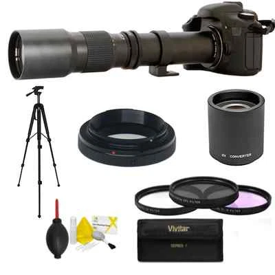 500mm 1000mm f/8.0 Telephoto Lens For Canon EOS 7D 70D Rebel SL1 T3i T5 T5i T6 - Image 1 of 4