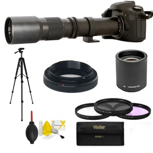 500mm 1000mm f/8.0 Telephoto Lens For Canon EOS 7D 70D Rebel SL1 T3i T5 T5i T6 - Image 1 of 4