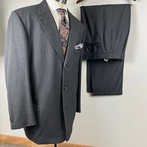 VTG 90s Donna Karan New York DKNY 44L gray charcoal flannel suit 37 x 32 pants - Picture 1 of 10