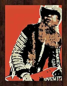 ZZ Top Billy Gibbons Music Icon Limited Edition Portrait Art Print #/77 18x24 - Picture 1 of 1