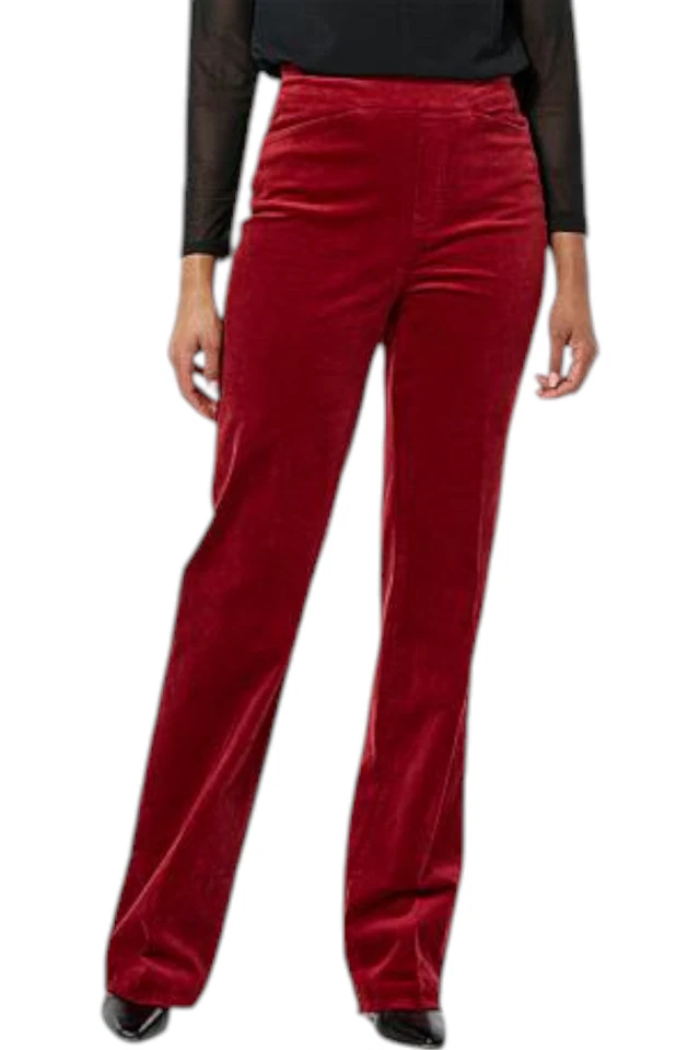 Pantalón rojo DG2 by Diane Gilman de terciopelo elástico para mujer Foto 1 de 1