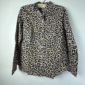 J Crew Womens Long Sleeve Button Down Shirt Size Medium Animal Print AL500 New - Picture 1 of 8
