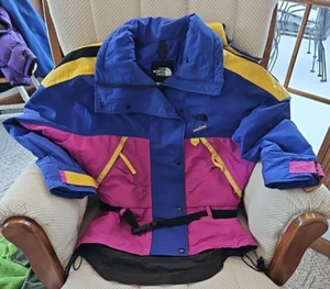 Vintage North Face Damen Vertical Color Block Gore-Tex Gürtel Kapuze Jacke SMALL - Bild 1 von 16