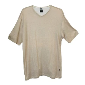Hugo Boss Messina L kurzärmlig beige Herren-Designer-T-Shirt mit V-Ausschnitt geschichtet - Bild 1 von 6