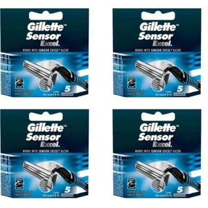 20 Count Gillette Sensor Excel Refill Razor Blades, 5 Cartridges - Picture 1 of 4