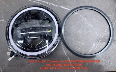 FARO A LED 7" OMOLOGATO DUCATI MONSTER + ADATTATORE PER MONTAGGIO CALOTTA ORIGIN - Image 1 of 4