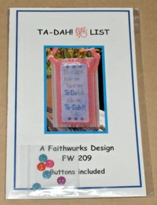 Faithwurks "To-Do List to Ta-Dah List" Cross Stitch Pattern w/ Buttons NIP - Picture 1 of 2
