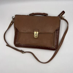 BelleRose Umhängetasche Aktentasche braun Leder Organizer Handtasche 14”x11” - Bild 1 von 14