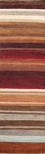 Modern Striped Gabbeh Kashkoli Runner Rug Oriental Hand-knotted 2' 6" x 9' 10" - Picture 1 of 12