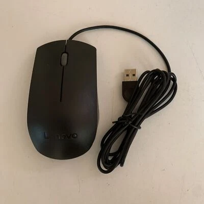 Lenovo Black Wired USB Optical Mouse 1600 DPI Ambidextrous  MOJUUO - Image 1 of 4