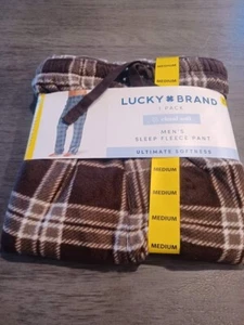 Lucky Men's Sleep Pants, Brown Plaid, Super Soft Fleece, Size Medium (32-34) - Picture 1 of 4