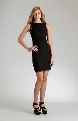 Vestido sin mangas Hale Bob negro con cuentas sin mangas ajustado de encaje XS NUEVO CON ETIQUETAS 2DCY6091 Foto 1 de 3