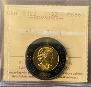 Canadá - 2 Dólares - 2022 - Anillo Negro - Certificado ICCS - MS-66 - Tipo B - Imagen 1 de 3