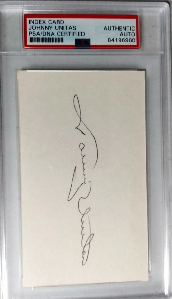 JOHNNY UNITAS AUTOGRAPH INDEX CARD PSA/DNA CERTIFIED MINT - Image 1 of 1