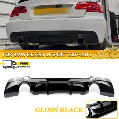 For 07-13 BMW E92 E93 328i 335i M-Sport Gloss Black Rear Bumper Diffuser Lip ABS - Image 1 of 4