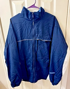 Columbia Jacket Mens Large VINTAGE 90s Blue Nylon Windbreaker Full Zip  - Picture 1 of 8