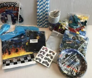 Monster Truck Themed Birthday Party Supplies Lot Blaze Decorations Monster Jam - Picture 1 of 9