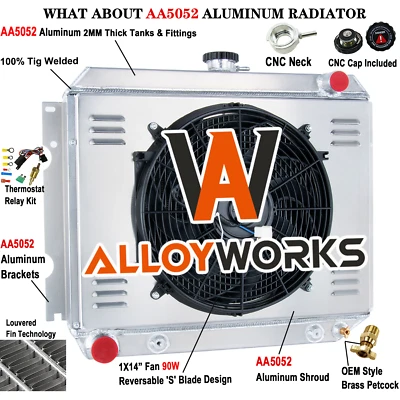 3 Row Aluminum Radiator Shroud Fan For 68-1974 Dodge Charger Challenger Coronet - Image 1 of 4