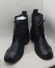 Burton Mens Mid Top Lace Up Block Heel Black Leather Boots Size UK 11, EUR 45.
