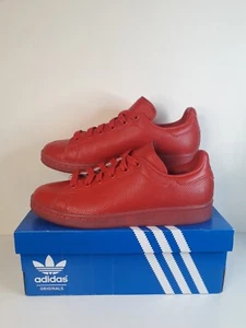 Adidas Stan Smith Leather Trainers Uk Size 4 red Adicolor Originals Boxed - Picture 1 of 23