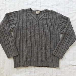 Vintage J Crew 100% Wool Sweater Cable Knit Chunky Mens Large L Gray Grey VTG - Picture 1 of 6